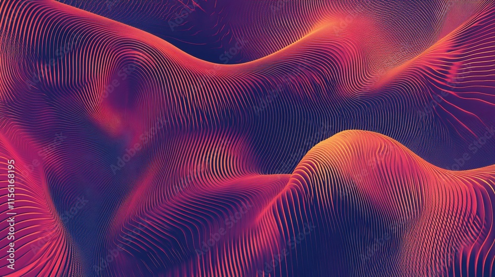 Poster Abstract background with red and purple wavy lines creating a flowing, dynamic texture.