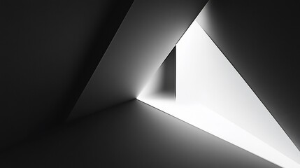 Abstract grayscale image of a bright triangular opening in a dark, geometric structure.