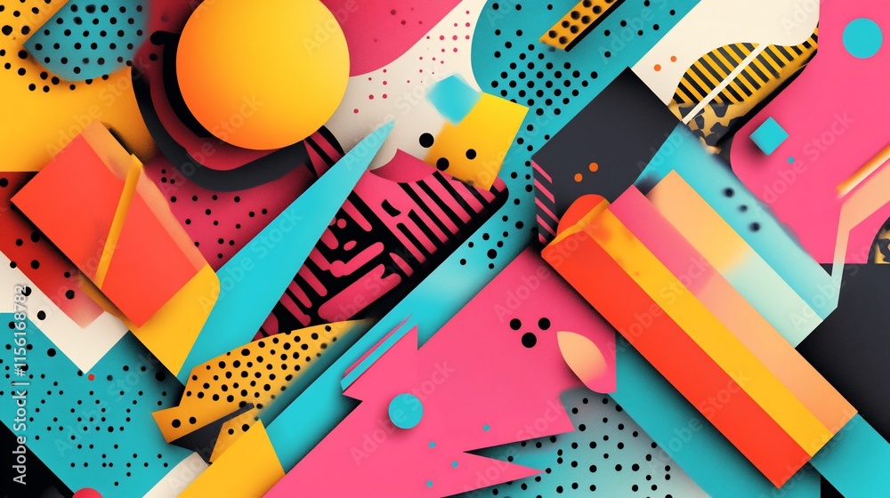Poster Abstract colorful geometric shapes and patterns background. (1)