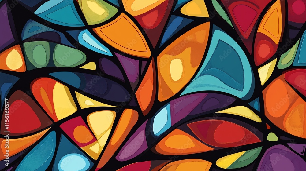 Poster abstract colorful stained glass pattern.