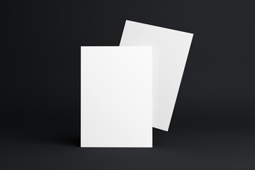 A4 whitepaper mockup（A4白用紙2枚モックアップ ｜ 黒背景モックアップ）