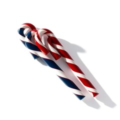 Obraz premium Red and white striped candy canes isolated on a transparent background, perfect for holiday-themed generative AI designs.