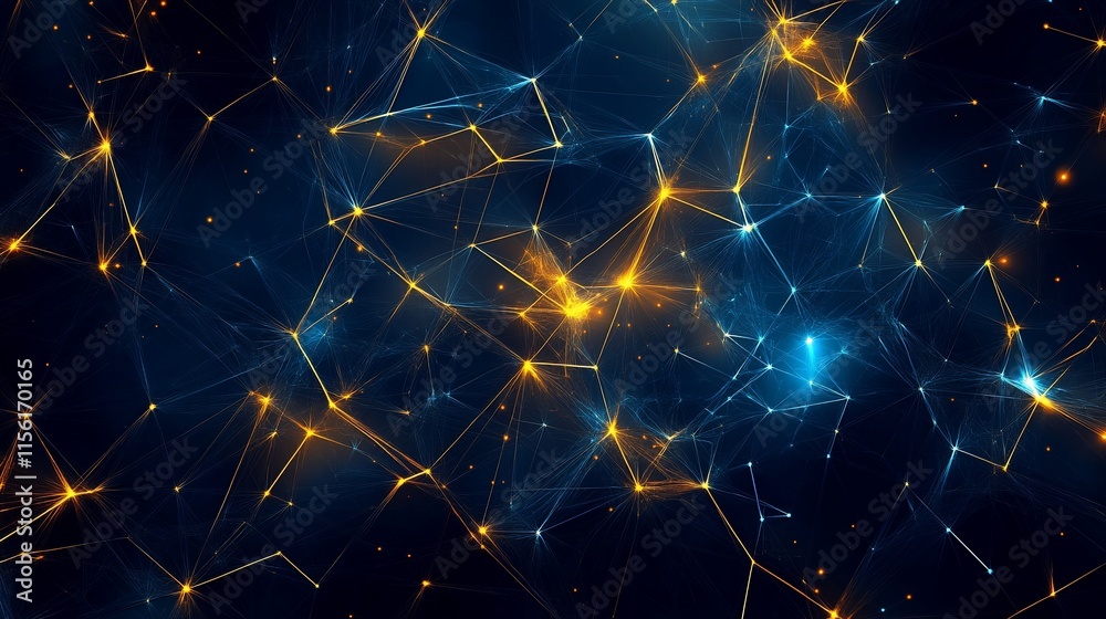 Aufkleber Abstract network connection with glowing nodes and lines.