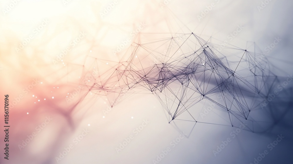 Leinwandbilder abstract network connection background with glowing particles and lines.