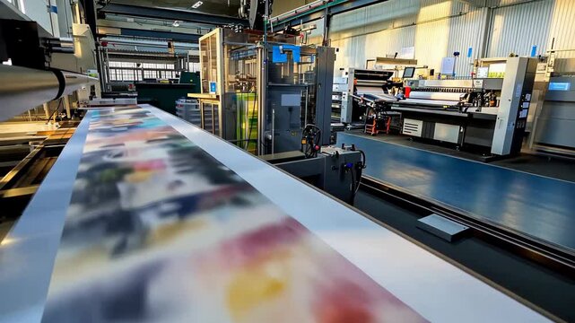 Observe the advanced printing techniques utilized in a modern production facility. The efficient workflow and cutting-edge machinery demonstrate quality and speed in print production