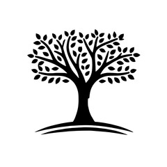 Fototapeta premium Tree of Life: A stylized black and white silhouette of a tree, symbolizing growth, strength, and resilience. Its branches reach upwards, signifying potential and aspirations.