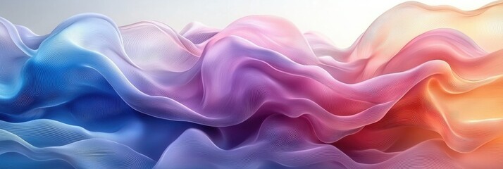 Obraz premium Abstract flowing waves of color in soft hues create a serene visual effect.