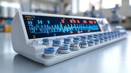 Medical Device Diagnostic Equipment Healthcare Technology Digital Display Blue Buttons Clinical