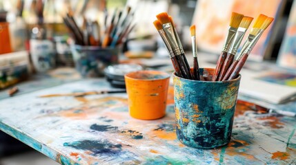 Fototapeta premium Vibrant Therapy with Abstract Paintings in Bright Room