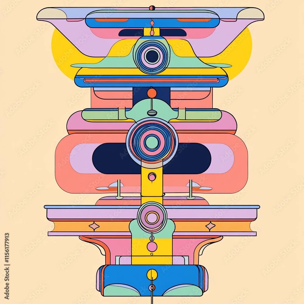 Aufkleber Abstract colorful geometric layered structure design.