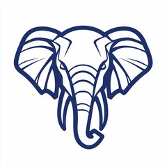 Obraz premium Blue line art illustration of an elephant's head.