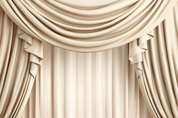 Beige Draped Curtains with Valance