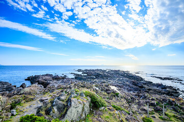 秋の薩摩長崎鼻灯台から見た景色　鹿児島県指宿市　Autumn view from Satsuma Nagasakihana Lighthouse. Kagoshima Pref, Ibusuki City.