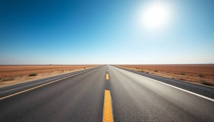 Fototapeta premium Open Road Desert Highway Asphalt Travel Journey Sun