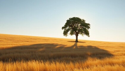 Obraz premium Golden Wheat Field Lone Tree Sunset Landscape Photography