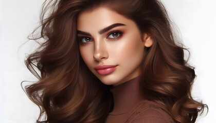 Fototapeta premium A Bosnia and Herzegovina beautiful Young woman fashion her hair style isolated 4K Bright Picture on white background 4