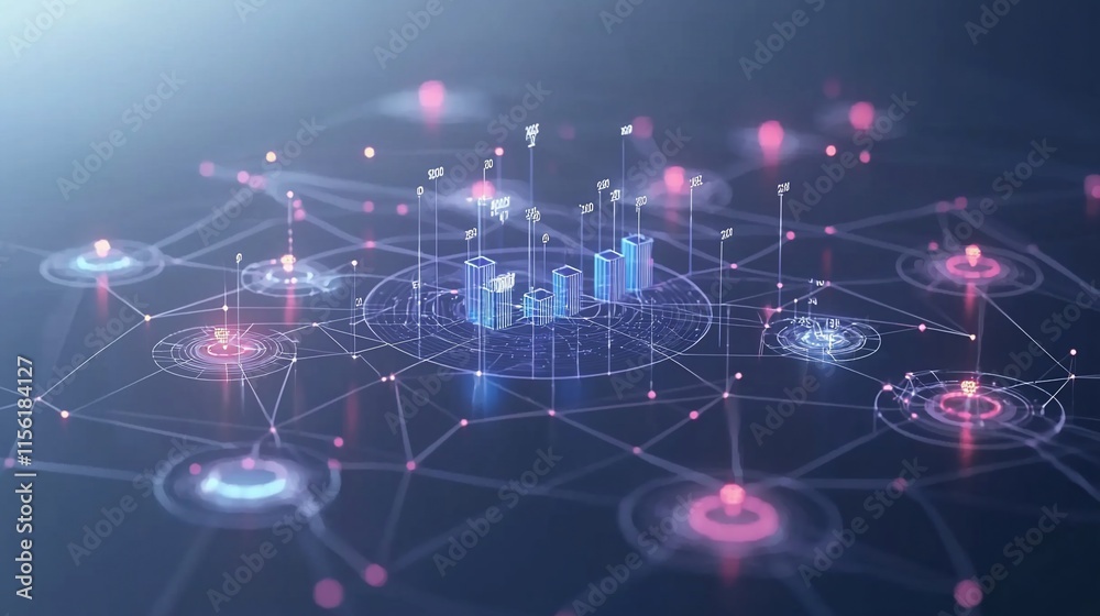 Aufkleber digital city network; futuristic cityscape with data connections.