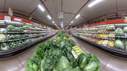 A grocery store with a lot of produce, including broccoli and squash