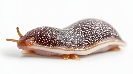 A Spotted Slug Crawls Across a White Background