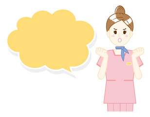 接客する女性のイラスト　美容アドバイススタッフ