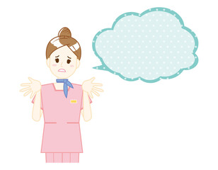 接客する女性のイラスト　美容アドバイススタッフ