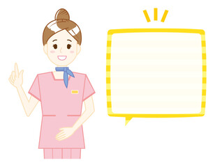 接客する女性のイラスト　美容アドバイススタッフ