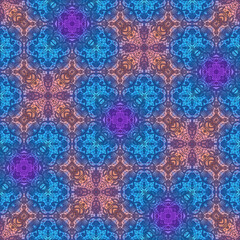 Jewel Tone Repeating Geometric Pattern in Mostly Floral and Lace Motifs