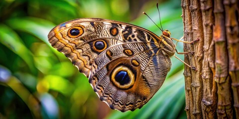 Caligo Owl Butterfly Close Up: Tropical Rainforest Insect Photography