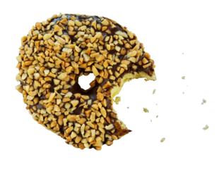 Bitten bean donuts with crumbs