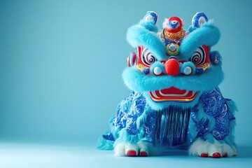Fototapeta premium Blue Dragon Festivity joy: delighted participants, Zhonghe Gala customs, ancient heritage, colorful occasion, traditional pride, historic celebrations, spirited community, emblematic practices.