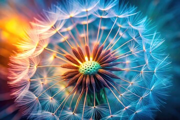 Obraz premium Dandelion Seed Head Close Up Macro Photography, Fluffy Seeds, Nature Detail, Botany, Wildflower