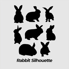 Rabbit silhouette pet element set pack