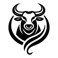 Black and white vector bull logo on a white background.