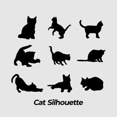 Cat silhouette pet element set pack