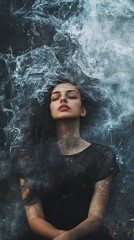 Obraz premium Woman in Smoke, Mystical, Artistic Portrait