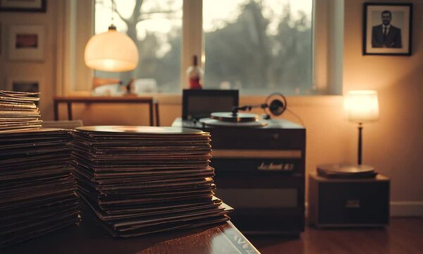 Cozy Vinyl Collection in a Retro Room