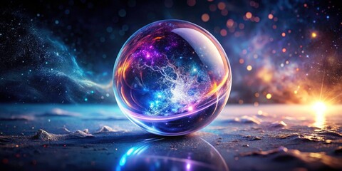 Night Photography: Blockchain Crystal Ball, Decentralized Future, Crypto Magic Sphere, Digital Prophecy, Blockchain Technology, Mystical Orb