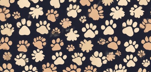 Dog Paw Doodle Seamless Pattern Isolated Wallpaper Background,  pet,  design