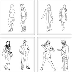 Vector sketch illustration, silhouette design, decorative image of people doing activities