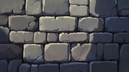 Obraz premium Textured Gray Stone Wall Background Featuring Rough Surfaces, Irregular Shapes, and Subtle Shadow Play Ideal for Architectural, Historical, or Fantasy Themes