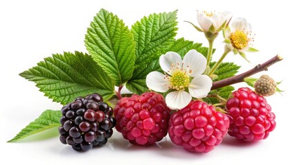 Stunning Spring Berries: Raspberry, Strawberry, Blackberry Blossoms & Branches - High-Resolution Photo
