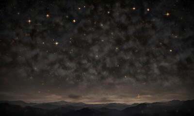 Fototapeta premium Mystical night sky with gold stars against a black background, universe, celestial