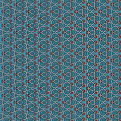 Small Scale Floral Motif in Chocolate Brown and Teal Repeating Pattern