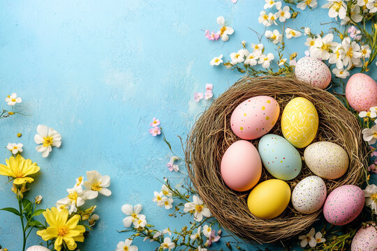 easter eggs in a nest