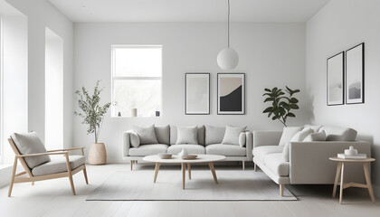 Fototapeta premium Modern living room interior with comfortable sofa