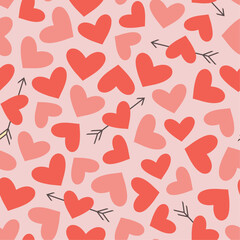 Cute seamless vector pattern with hearts for Valentine's day.
