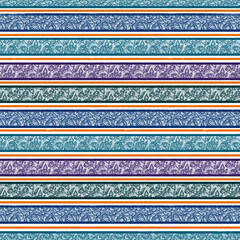 Jewel Tone Repeating Geometric Pattern in Mostly Floral and Lace Motifs