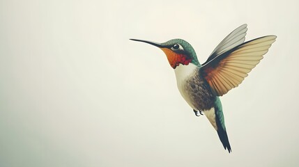 Fototapeta premium A Vivid Hummingbird in Flight Gracefully Soaring