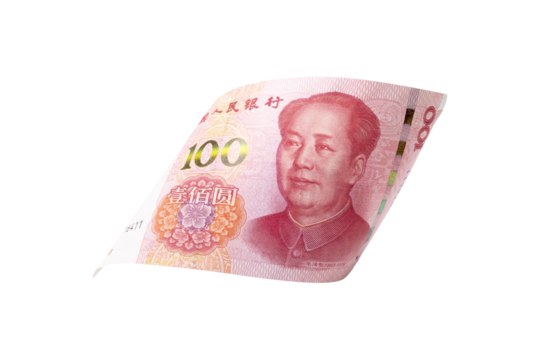 Chinese or asian economic growth concept. chairman MAO zedong's portrait,on 100 Yuan, chinese banknotes, RMB banknotes. Clipping path.