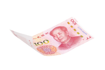 Chinese or asian economic growth concept. chairman MAO zedong's portrait,on 100 Yuan, chinese banknotes, RMB banknotes. Clipping path.